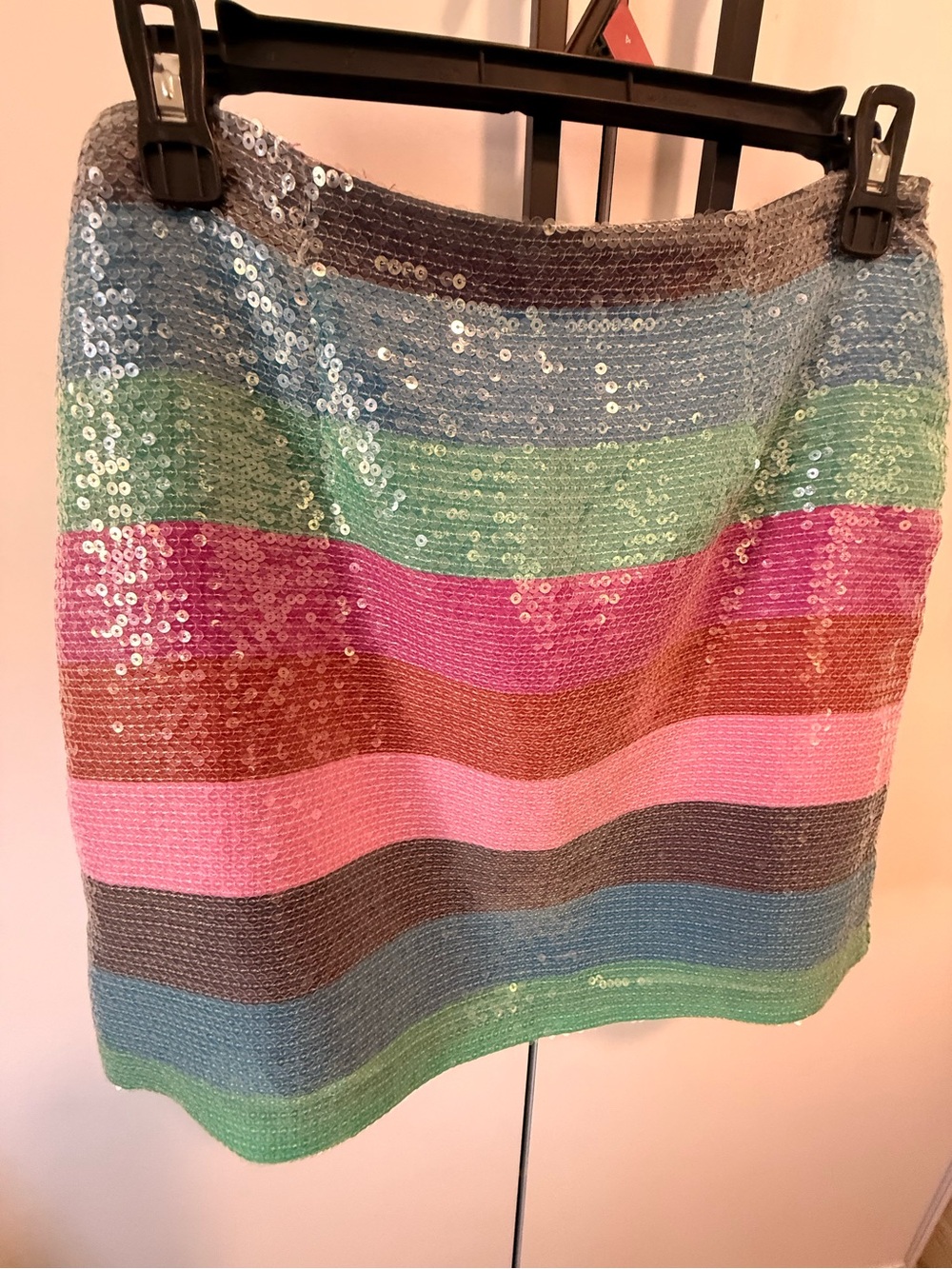 Multicolor Sequin Striped Mini Skirt - Pastel & Metallic Stripes